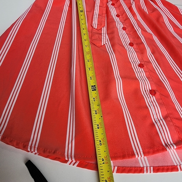 Millenium Shirt Dress Women Button Up Pockets Short Sleeve Striped Coral Pink 1X - Picture 14 of 15